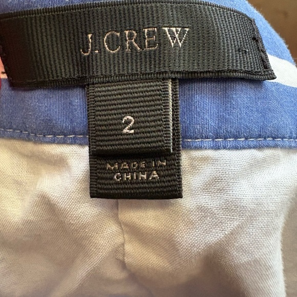 J CREW Button Front Striped Midi white and blue 100% cotton sz 2 skirt preloved - Picture 6 of 9